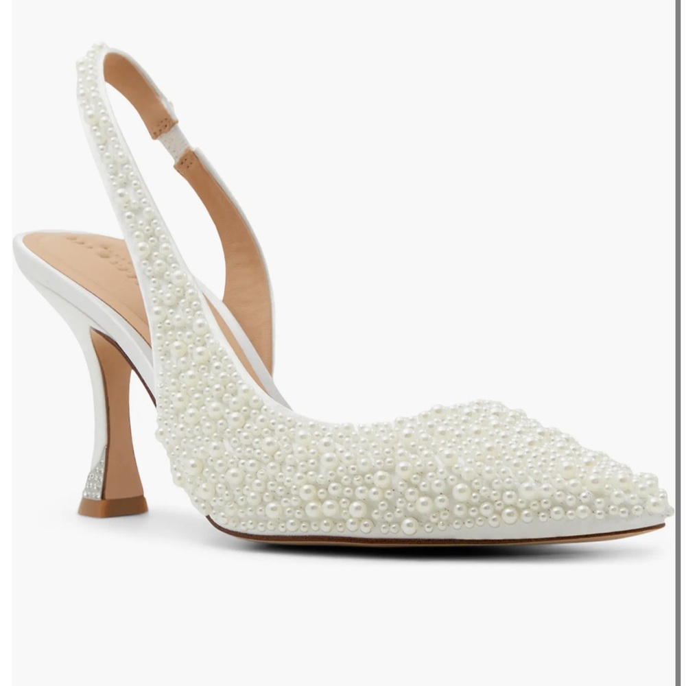 Ted Baker Ari Imitation Pearl Slingback Half D'Orsay Pointed Toe Pump Bridal